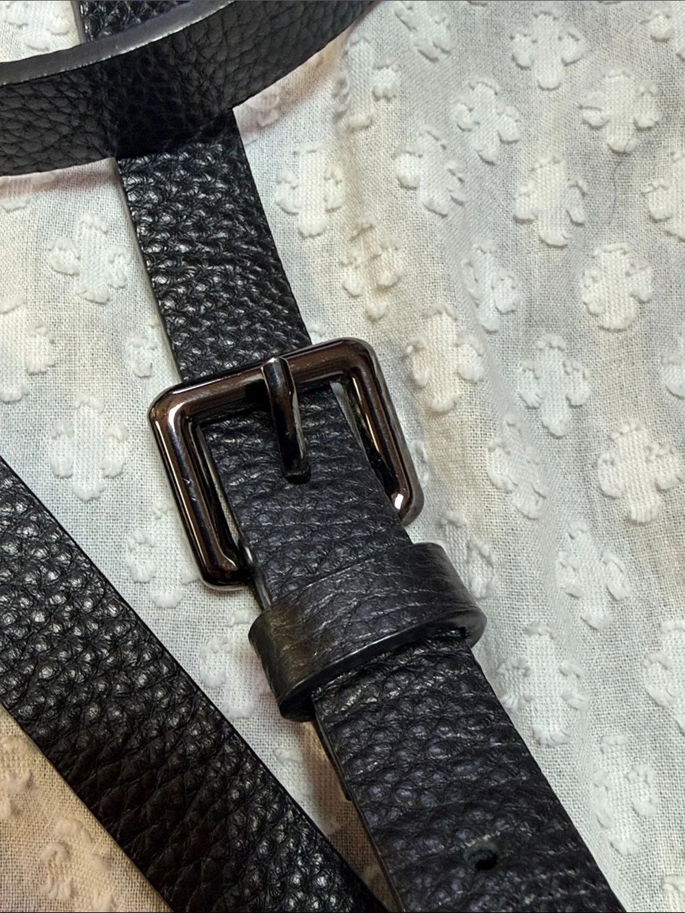 Bandolier Black Pebbled Leather Crossbody Strap